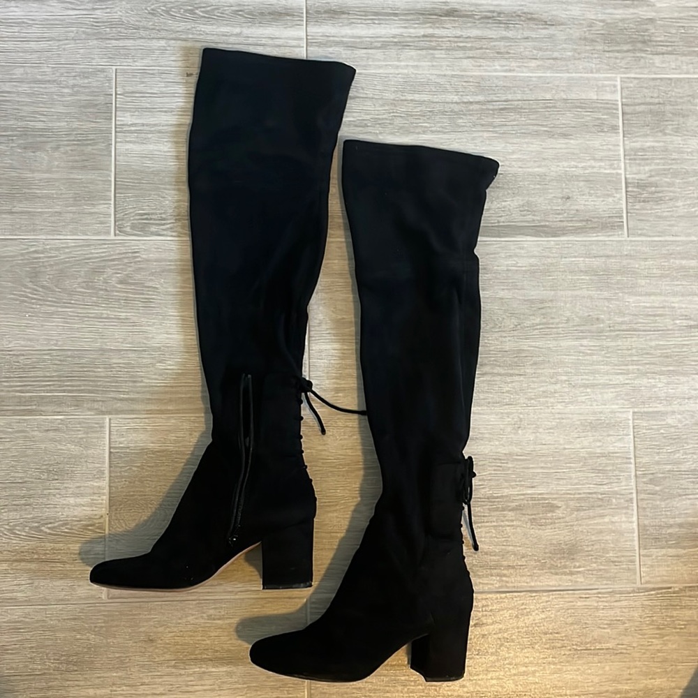 Aldo Over the Knee Black Suede Boots Size 7.5
